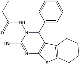 3,4,5,6,7,8-Hexahydro-3-(propionylamino)-4-phenyl[1]benzothieno[2,3-d]pyrimidine-2-thiol Structure
