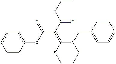 (Z)-2-[(3-Benzyl-3,4,5,6-tetrahydro-2H-1,3-thiazin)-2-ylidene]malonic acid 1-phenyl 3-ethyl ester Structure