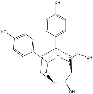 1-O,4-O:2-O,5-O-ビス(4-ヒドロキシベンジリデン)-D-グルシトール 化学構造式