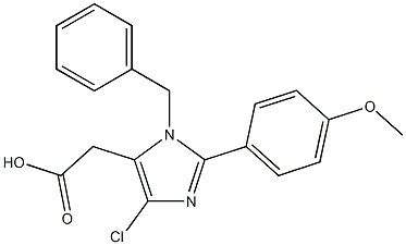 1-ベンジル-4-クロロ-2-(4-メトキシフェニル)-1H-イミダゾール-5-酢酸 化学構造式