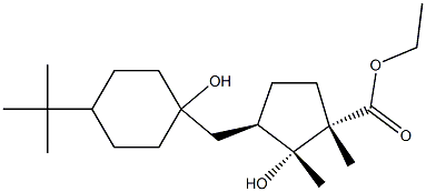 (1S,2R,3R)-2-ヒドロキシ-3-[(4-tert-ブチル-1-ヒドロキシシクロヘキシル)メチル]-1,2-ジメチルシクロペンタン-1-カルボン酸エチル 化学構造式