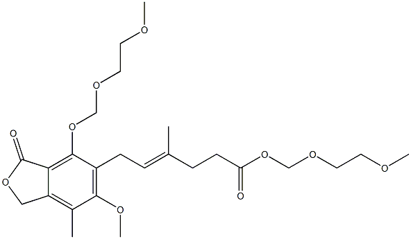 (E)-6-(4-[(2-Methoxyethoxy)methyl]oxy-6-methoxy-7-methyl-3-oxo-5-phthalanyl)-4-methyl-4-hexenoic acid [(2-methoxyethoxy)methyl] ester 结构式