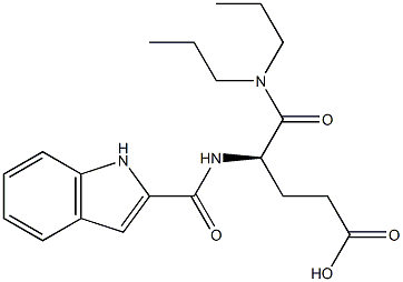 N,N-ジプロピル-Nα-[(1H-インドール-2-イル)カルボニル]-D-グルタミン酸α-アミド 化学構造式