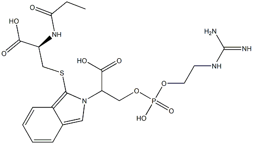 S-[2-[2-[[[2-[[Amino(imino)methyl]amino]ethoxy]phosphonyl]oxy]-1-carboxyethyl]-2H-isoindol-1-yl]-N-propionyl-L-cysteine Struktur