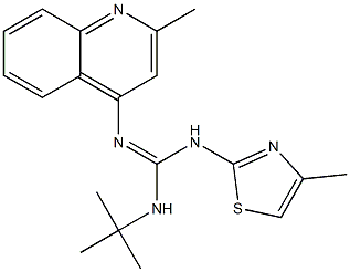 1-tert-ブチル-2-(2-メチル-4-キノリル)-3-(4-メチルチアゾール-2-イル)グアニジン 化学構造式