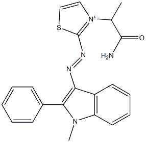 3-(1-Carbamoylethyl)-2-[(1-methyl-2-phenyl-1H-indol-3-yl)azo]thiazol-3-ium Structure