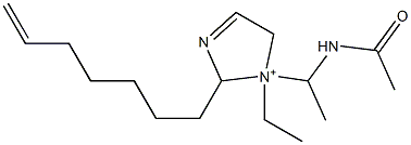 1-[1-(アセチルアミノ)エチル]-1-エチル-2-(6-ヘプテニル)-3-イミダゾリン-1-イウム 化学構造式