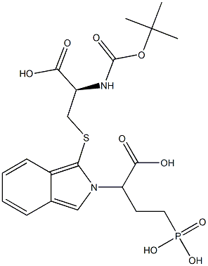 S-[2-(3-Phosphono-1-carboxypropyl)-2H-isoindol-1-yl]-N-[(tert-butyloxy)carbonyl]-L-cysteine 结构式