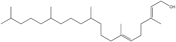 (2E,6E)-3,7,11,15,19-ペンタメチルイコサ-2,6-ジエン-1-オール 化学構造式