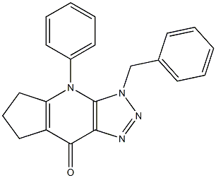 3-ベンジル-4-フェニル-3,5,6,7-テトラヒドロシクロペンタ[b]-1,2,3-トリアゾロ[4,5-e]ピリジン-8(4H)-オン 化学構造式