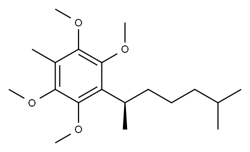 (+)-4-[(S)-1,5-ジメチルヘキシル]-2,3,5,6-テトラメトキシトルエン 化学構造式