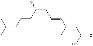 (2E,4E,7S)-3,7,11-トリメチル-2,4-ドデカジエン酸 化学構造式