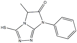 3-メルカプト-5-メチル-7-フェニル-7H-イミダゾ[2,1-c]-1,2,4-トリアゾール-6(5H)-オン 化学構造式