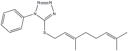 5-[(E)-3,7-Dimethyl-2,6-octadienylthio]-1-phenyl-1H-tetrazole Struktur