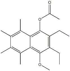 1-Acetoxy-2-ethyl-3-ethyl-4-methoxy-5-methyl-6-methyl-7-methyl-8-methylnaphthalene Struktur