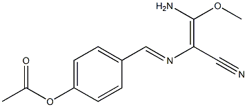 (E)-3-アミノ-3-メトキシ-2-[[4-アセトキシベンジリデン]アミノ]プロペンニトリル 化学構造式