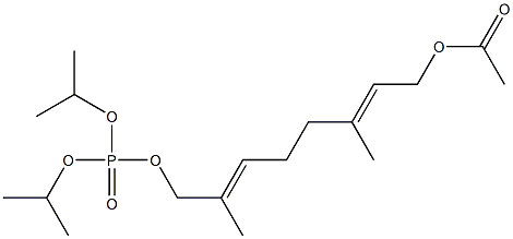 (2E,6E)-1-(ジイソプロポキシホスフィニル)オキシ-8-アセトキシ-2,6-ジメチル-2,6-オクタジエン 化学構造式
