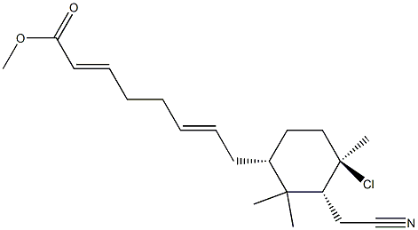 (2E,6E)-8-[(1R,2R,4S)-1-Chloro-2-(cyanomethyl)-1,3,3-trimethylcyclohexan-4-yl]-2,6-octadienoic acid methyl ester Struktur