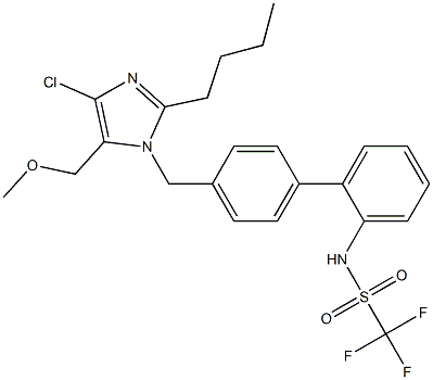 N-[4'-[(2-ブチル-4-クロロ-5-メトキシメチル-1H-イミダゾール-1-イル)メチル]-1,1'-ビフェニル-2-イル]トリフルオロメタンスルホンアミド 化学構造式