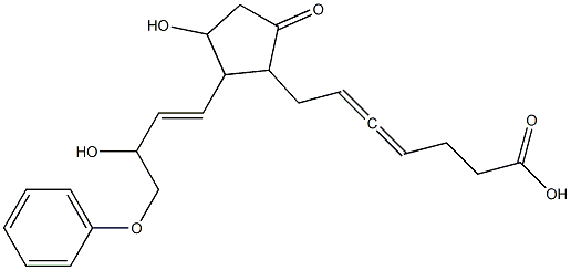 7-[3-ヒドロキシ-2-(3-ヒドロキシ-4-フェノキシ-1-ブテニル)-5-オキソシクロペンチル]-4,5-ヘプタジエン酸 化学構造式