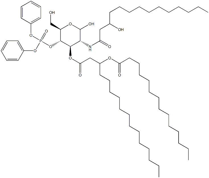 4-O-(Diphenoxyphosphinyl)-3-O-[3-(myristoyloxy)palmitoyl]-2-[(3-hydroxymyristoyl)amino]-2-deoxy-D-glucopyranose Structure