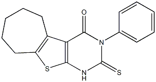 1,2,6,7,8,9-Hexahydro-2-thioxo-3-phenyl-5H-cyclohepta[4,5]thieno[2,3-d]pyrimidin-4(3H)-one Structure