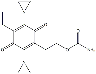 3,6-ビス(アジリジン-1-イル)-2-エチル-5-[2-(アミノカルボニルオキシ)エチル]-2,5-シクロヘキサジエン-1,4-ジオン 化学構造式