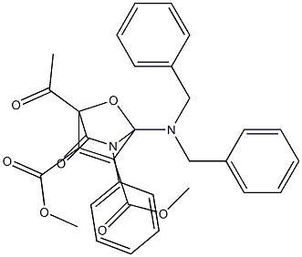4-Acetyl-1-(dibenzylamino)-3-oxo-2-phenyl-7-oxa-2-azabicyclo[2.2.1]hept-5-ene-5,6-dicarboxylic acid dimethyl ester 结构式