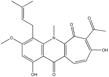 7-Acetyl-1,8-dihydroxy-3-methoxy-5-methyl-4-(3-methyl-2-butenyl)-5H-cyclohepta[b]quinoline-6,11-dione