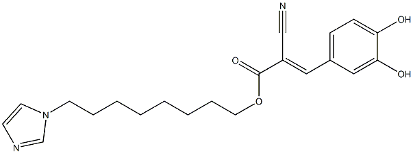 (E)-2-シアノ-3-(3,4-ジヒドロキシフェニル)アクリル酸8-(1H-イミダゾール-1-イル)オクチル 化学構造式