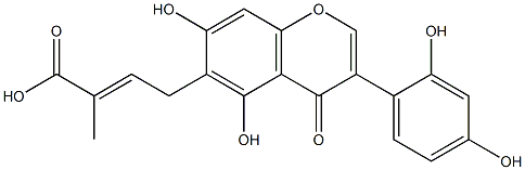 6-[(2E)-3-Carboxy-2-butenyl]-2',4',5,7-tetrahydroxyisoflavone Struktur