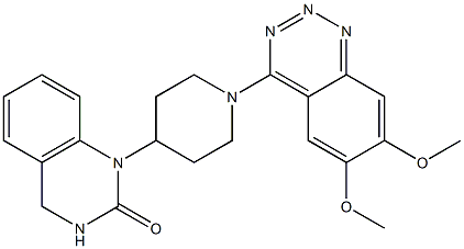 4-[4-[(1,2,3,4-テトラヒドロ-2-オキソキナゾリン)-1-イル]ピペリジノ]-6,7-ジメトキシ-1,2,3-ベンゾトリアジン 化学構造式