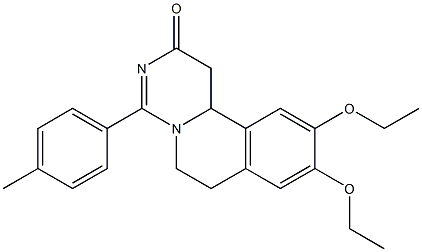 9,10-Diethoxy-4-(4-methylphenyl)-1,6,7,11b-tetrahydro-2H-pyrimido[6,1-a]isoquinolin-2-one Struktur