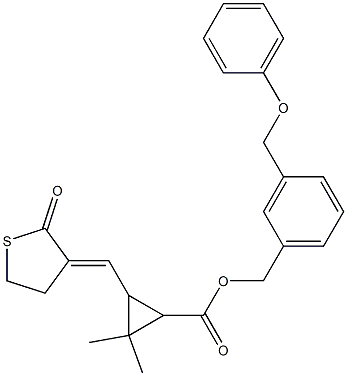 3-[[(3E)-2-オキソチオラン-3-イリデン]メチル]-2,2-ジメチルシクロプロパンカルボン酸3-(フェノキシメチル)ベンジル 化学構造式