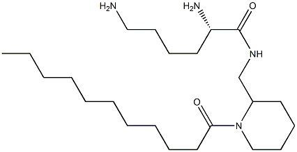 (2S)-2,6-ジアミノ-N-[(1-ウンデカノイル-2-ピペリジニル)メチル]ヘキサンアミド 化学構造式
