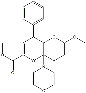 4,4a,6,7,8,8a-Hexahydro-4-phenyl-6-methoxy-8a-morpholinopyrano[3,2-b]pyran-2-carboxylic acid methyl ester 结构式