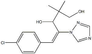 (E)-1-(4-クロロフェニル)-4,4-ジメチル-2-(1H-1,2,4-トリアゾール-1-イル)-1-ペンテン-3,5-ジオール 化学構造式