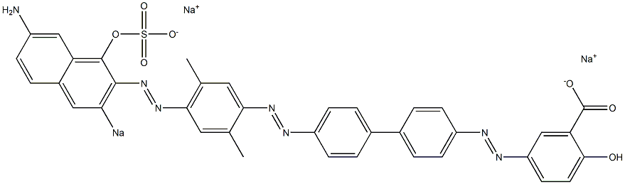5-[[4'-[[4-[(7-アミノ-1-ヒドロキシ-3-ソジオスルホ-2-ナフタレニル)アゾ]-2,5-ジメチルフェニル]アゾ]-1,1'-ビフェニル-4-イル]アゾ]-2-ヒドロキシ安息香酸ナトリウム 化学構造式
