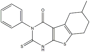1,2,5,6,7,8-Hexahydro-3-phenyl-6-methyl-2-thioxo[1]benzothieno[2,3-d]pyrimidin-4(3H)-one 结构式