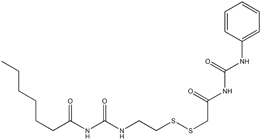 [2-オキソ-2-[(フェニルカルバモイル)アミノ]エチル][2-[[(1-オキソヘプチル)カルバモイル]アミノ]エチル]ペルスルフィド 化学構造式