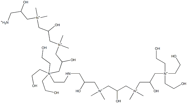 2,6,10,17,21,25-Hexahydroxy-N,N,N,N',N',N'-hexakis(2-hydroxyethyl)-4,4,8,8,19,19,23,23-octamethyl-12,15-diaza-4,8,19,23-tetraazoniahexacosane-1,26-diaminium,,结构式