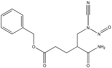 4-カルバモイル-5-(ニトロソシアノアミノ)吉草酸ベンジル 化学構造式