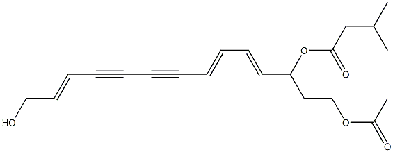 (4E,6E,12E)-Tetradeca-4,6,12-triene-8,10-diyne-1,3,14-triol 1-acetate 3-(3-methylbutyrate) Struktur