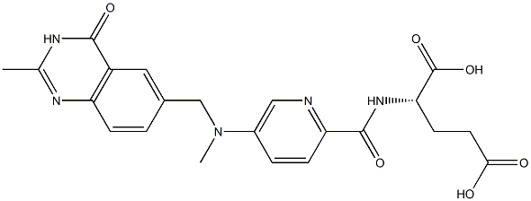 (2S)-2-[5-[N-Methyl-N-[[(3,4-dihydro-2-methyl-4-oxoquinazolin)-6-yl]methyl]amino]-2-pyridinylcarbonylamino]glutaric acid 结构式
