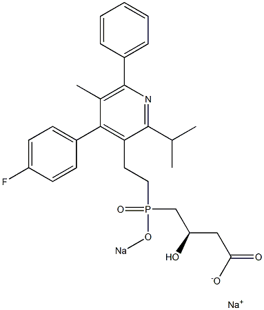 (3R)-4-[[2-[4-(4-Fluorophenyl)-2-isopropyl-5-methyl-6-phenyl-3-pyridinyl]ethyl]sodiooxyphosphinyl]-3-hydroxybutyric acid sodium salt Struktur