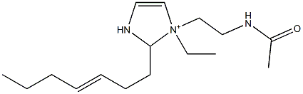 1-[2-(アセチルアミノ)エチル]-1-エチル-2-(3-ヘプテニル)-4-イミダゾリン-1-イウム 化学構造式