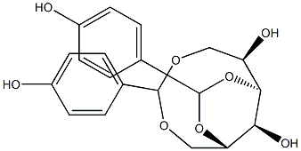 1-O,6-O:3-O,5-O-ビス(4-ヒドロキシベンジリデン)-L-グルシトール 化学構造式