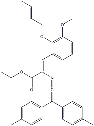 (Z)-2-[[2-(4-Methylphenyl)-2-(4-methylphenyl)ethenylidene]amino]-3-[3-methoxy-2-[[(E)-2-butenyl]oxy]phenyl]acrylic acid ethyl ester Struktur