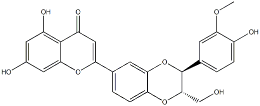 2-[(2S,3S)-2,3-Dihydro-3-(4-hydroxy-3-methoxyphenyl)-2-(hydroxymethyl)-1,4-benzodioxin-6-yl]-5,7-dihydroxy-4H-1-benzopyran-4-one 结构式