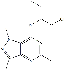 2-[[1,3,5-トリメチル-1H-ピラゾロ[4,3-d]ピリミジン-7-イル]アミノ]-1-ブタノール 化学構造式